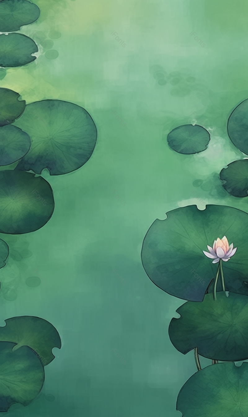 绿色唯美荷塘荷叶荷花盛开插画背景,插画/手绘图,插画/手绘图库,插画/手绘图下载,插画/手绘